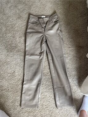 Wilfred Straight-Leg Faux Leather Pants in Taupe